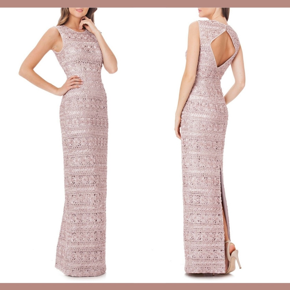 NWT JS Collections Cutout Back Soutache Gown in‎ Pink [SZ 12 ]